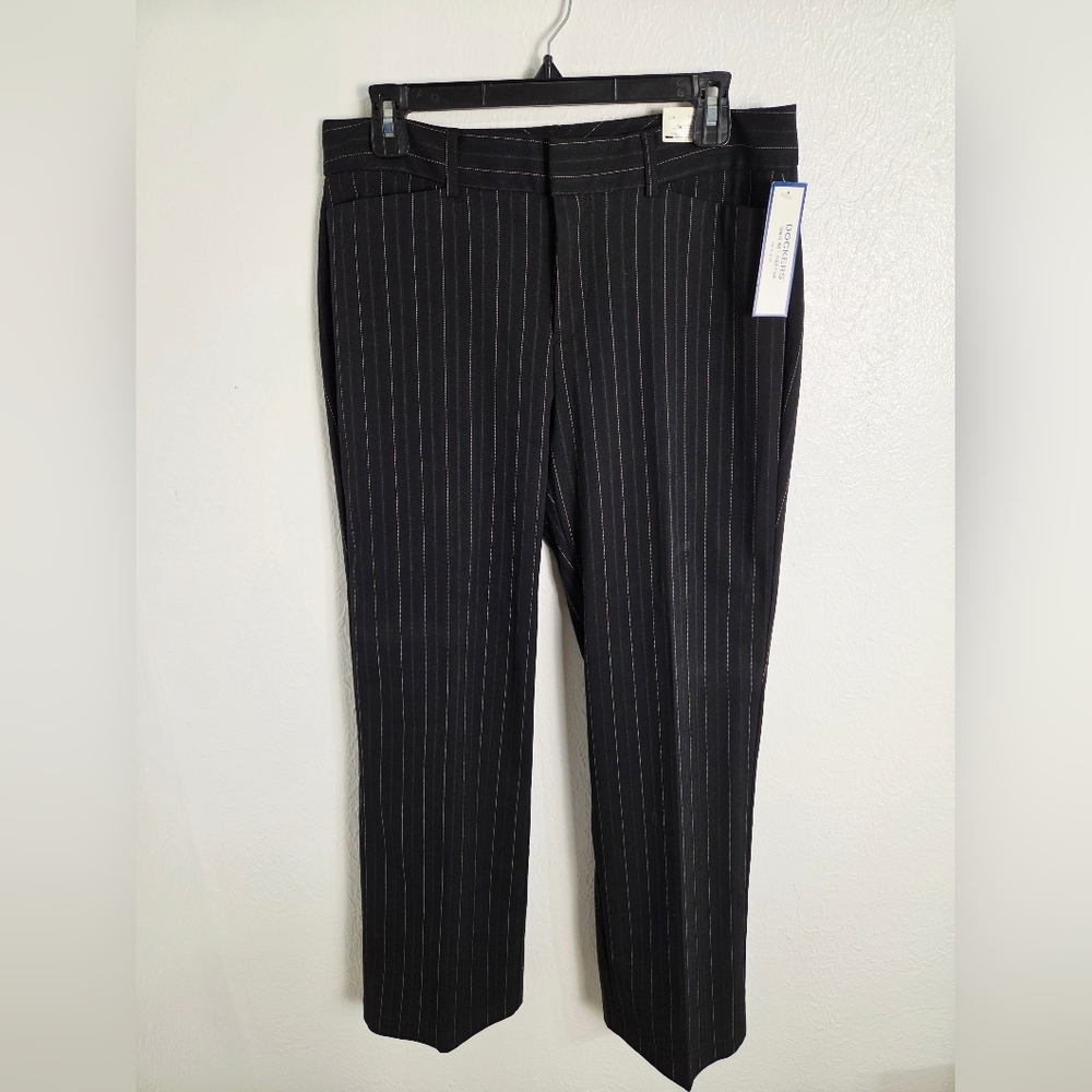 Dockers Black Wide Pinstripe Pants, Ideal Fit- Mid-rise, Size 10, NWT